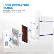 N15K-1T2-B Campanello wireless impermeabile IP55 110dB, ricevitore x 2 e trasmettitore x 1, spina USA, N15K-1T2-B