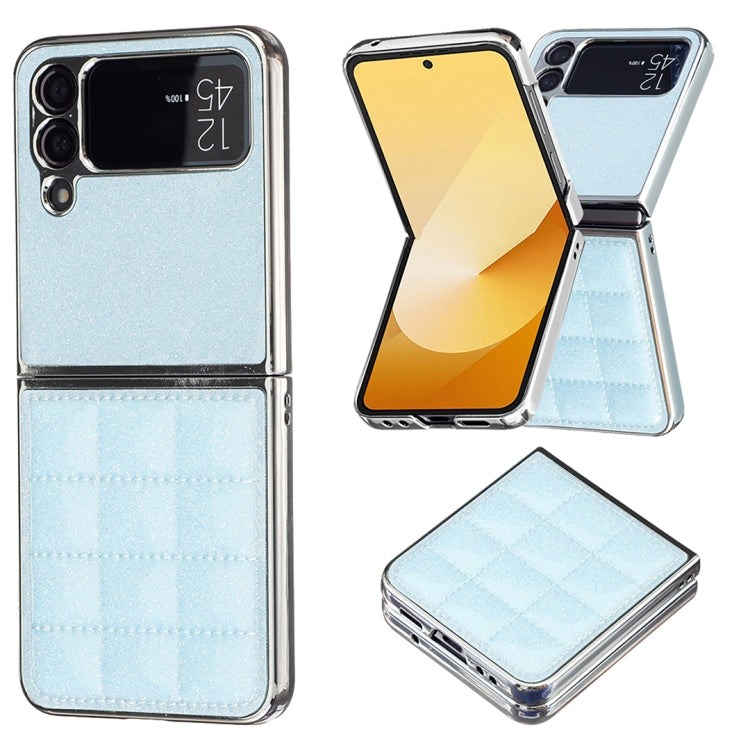 Custodia per telefono in PU glitterata quadrata galvanica, For Samsung Galaxy Z Flip3