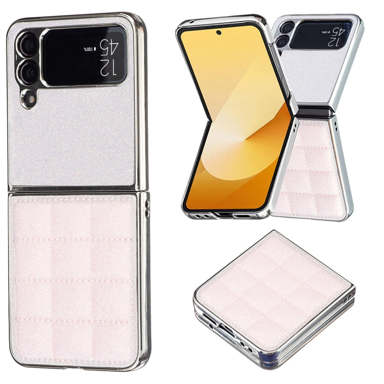 Custodia per telefono in PU glitterata quadrata galvanica, For Samsung Galaxy Z Flip3