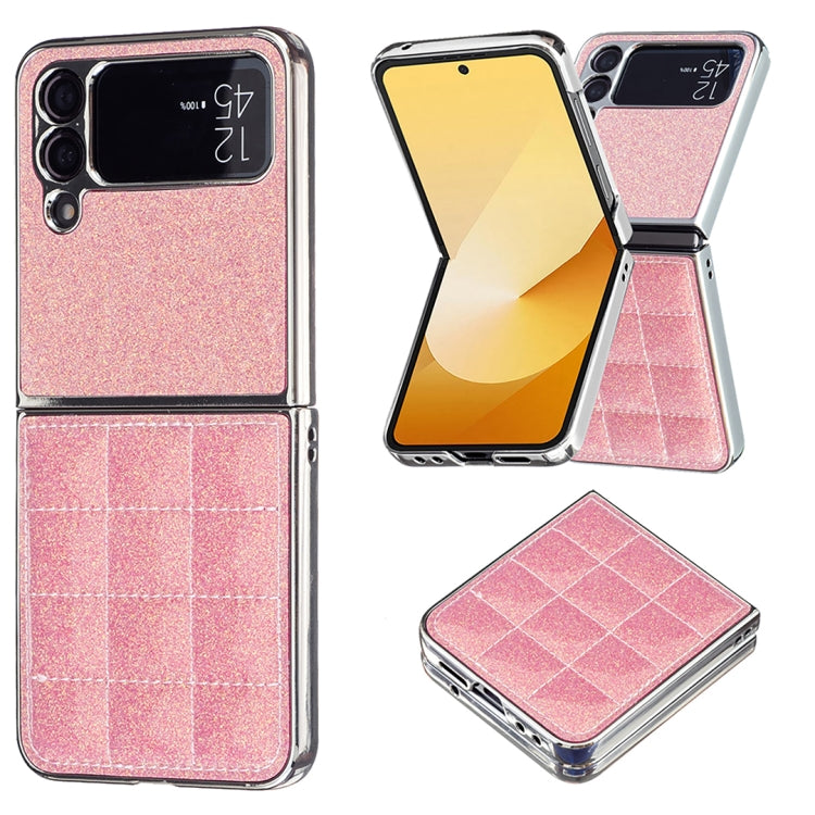 Custodia per telefono in PU glitterata quadrata galvanica, For Samsung Galaxy Z Flip3