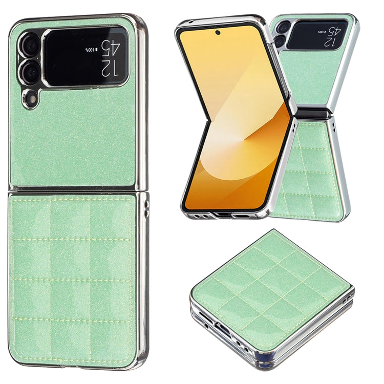Custodia per telefono in PU glitterata quadrata galvanica, For Samsung Galaxy Z Flip3