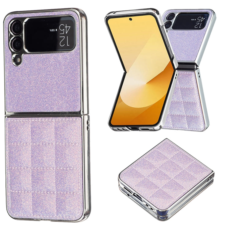 Custodia per telefono in PU glitterata quadrata galvanica, For Samsung Galaxy Z Flip6 / Flip7 FE, For Samsung Galaxy Z Flip5, For Samsung Galaxy Z Flip4