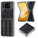 Custodia per telefono in PU glitterata quadrata galvanica, For Samsung Galaxy Z Flip6 / Flip7 FE, For Samsung Galaxy Z Flip5, For Samsung Galaxy Z Flip4