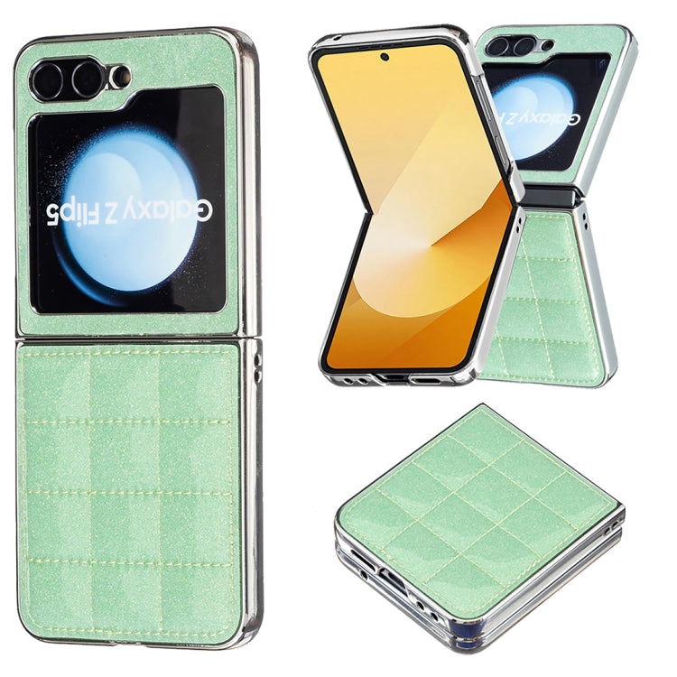 Custodia per telefono in PU glitterata quadrata galvanica, For Samsung Galaxy Z Flip6 / Flip7 FE, For Samsung Galaxy Z Flip5, For Samsung Galaxy Z Flip4
