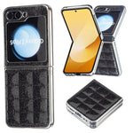 Custodia per telefono in PU glitterata quadrata galvanica, For Samsung Galaxy Z Flip6 / Flip7 FE, For Samsung Galaxy Z Flip5, For Samsung Galaxy Z Flip4