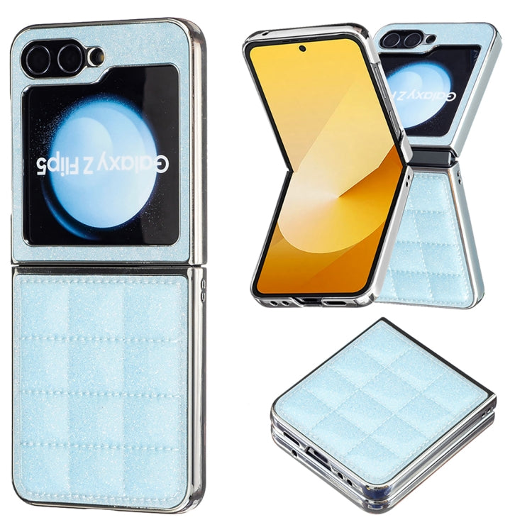 Custodia per telefono in PU glitterata quadrata galvanica, For Samsung Galaxy Z Flip6 / Flip7 FE, For Samsung Galaxy Z Flip5, For Samsung Galaxy Z Flip4