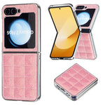 Custodia per telefono in PU glitterata quadrata galvanica, For Samsung Galaxy Z Flip6 / Flip7 FE, For Samsung Galaxy Z Flip5, For Samsung Galaxy Z Flip4