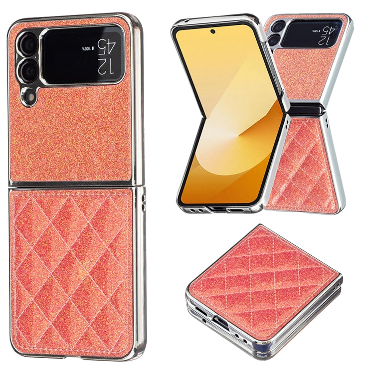 Custodia per telefono in PU glitterato rombico galvanico, For Samsung Galaxy Z Flip6 / Flip7 FE, For Samsung Galaxy Z Flip5, For Samsung Galaxy Z Flip4