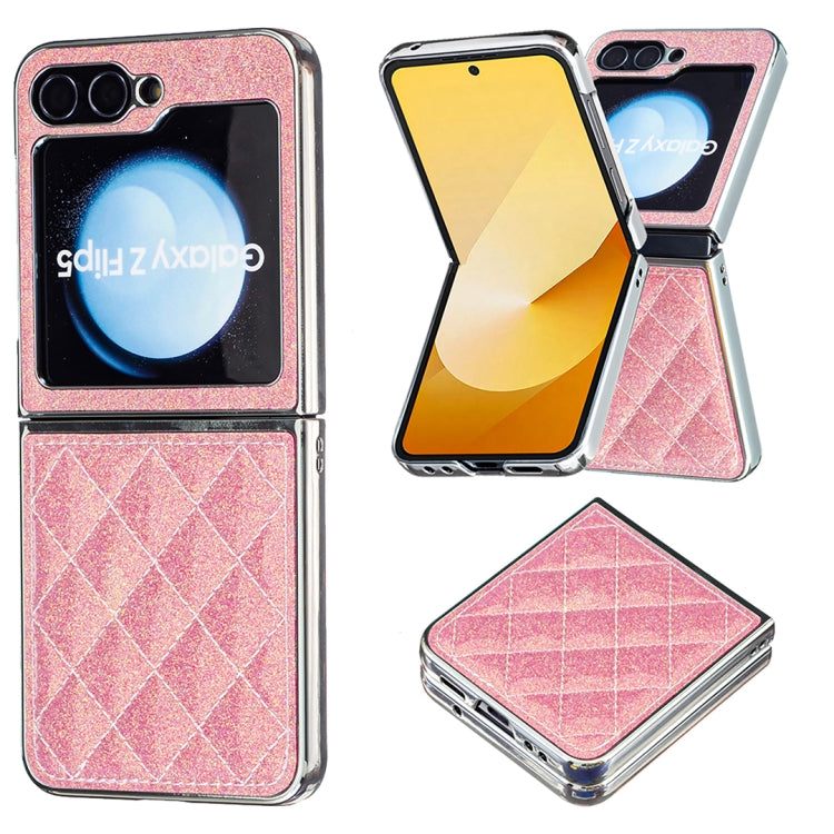 Custodia per telefono in PU glitterato rombico galvanico, For Samsung Galaxy Z Flip6 / Flip7 FE, For Samsung Galaxy Z Flip5, For Samsung Galaxy Z Flip4