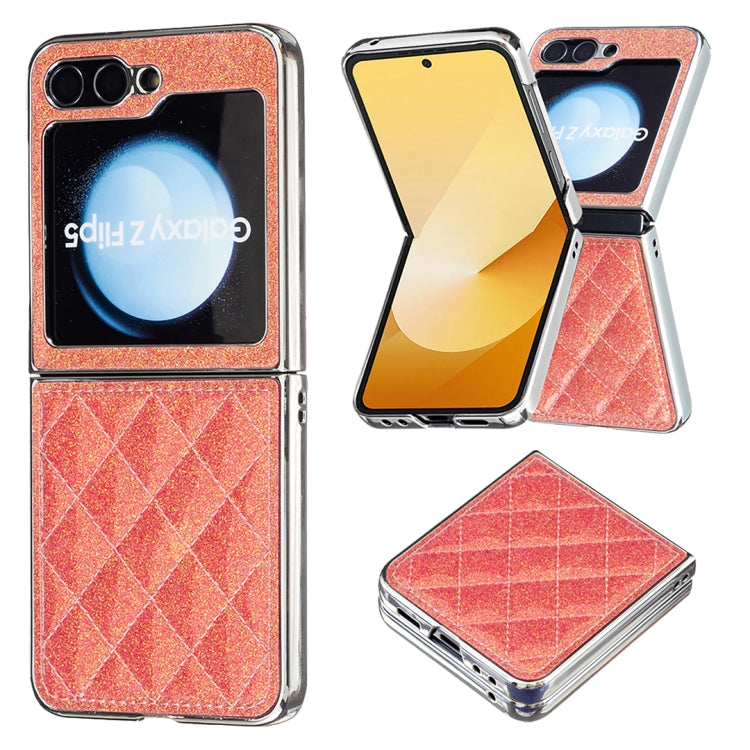 Custodia per telefono in PU glitterato rombico galvanico, For Samsung Galaxy Z Flip6 / Flip7 FE, For Samsung Galaxy Z Flip5, For Samsung Galaxy Z Flip4