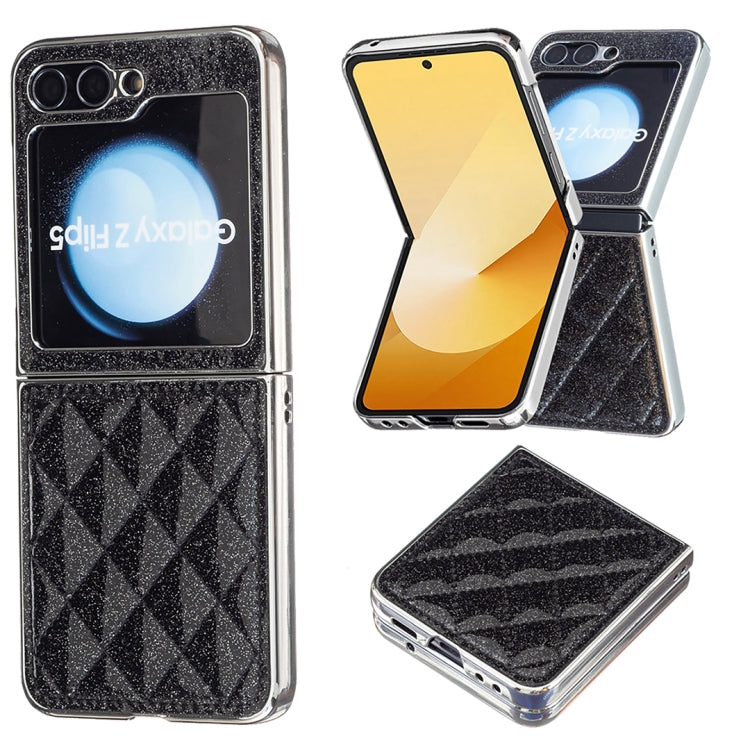 Custodia per telefono in PU glitterato rombico galvanico, For Samsung Galaxy Z Flip6 / Flip7 FE, For Samsung Galaxy Z Flip5, For Samsung Galaxy Z Flip4