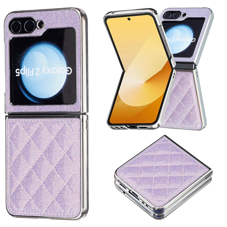 Custodia per telefono in PU glitterato rombico galvanico, For Samsung Galaxy Z Flip6 / Flip7 FE, For Samsung Galaxy Z Flip5, For Samsung Galaxy Z Flip4