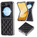 Custodia per telefono in PU glitterato rombico galvanico, For Samsung Galaxy Z Flip6 / Flip7 FE, For Samsung Galaxy Z Flip5, For Samsung Galaxy Z Flip4