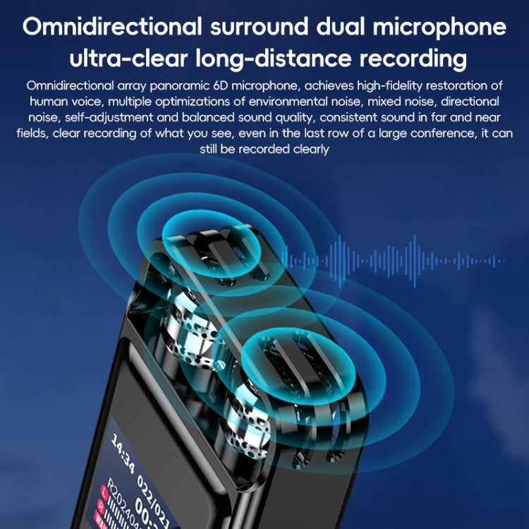 ZD43B Registratore vocale omnidirezionale con doppio microfono e riduzione intelligente del rumore, 32GB, 64GB