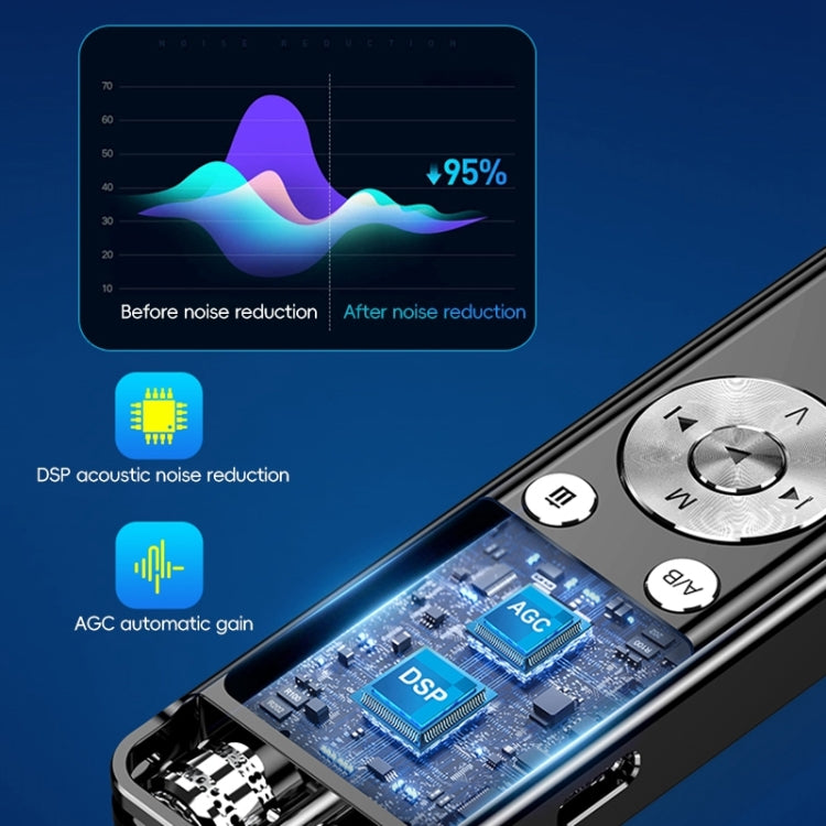 ZD43B Registratore vocale omnidirezionale con doppio microfono e riduzione intelligente del rumore, 32GB, 64GB