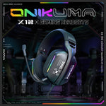 Cuffie da gioco ONIKUMA X12 USB/3,5 mm cablate RGB con microfono, lunghezza cavo: 2,2 m, X12