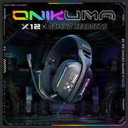Cuffie da gioco ONIKUMA X12 USB/3,5 mm cablate RGB con microfono, lunghezza cavo: 2,2 m, X12