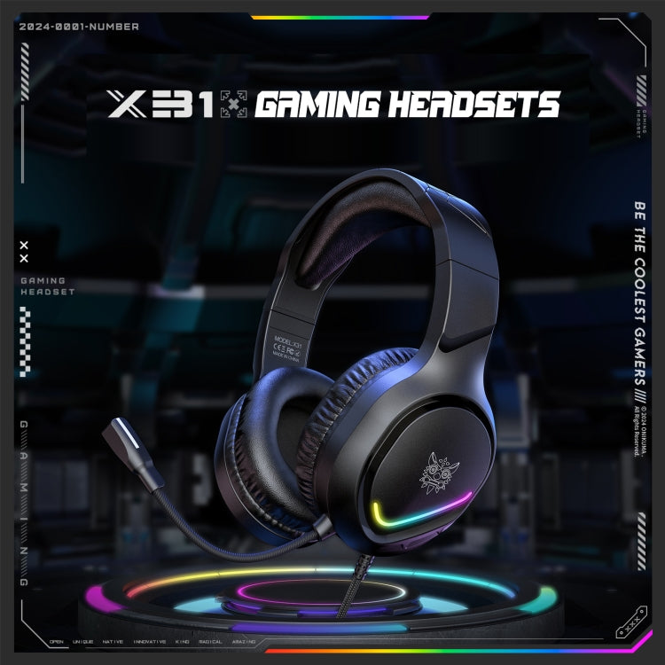 Cuffie da gioco ONIKUMA X31 USB/3,5 mm cablate RGB con microfono, lunghezza cavo: 2,2 m, X31