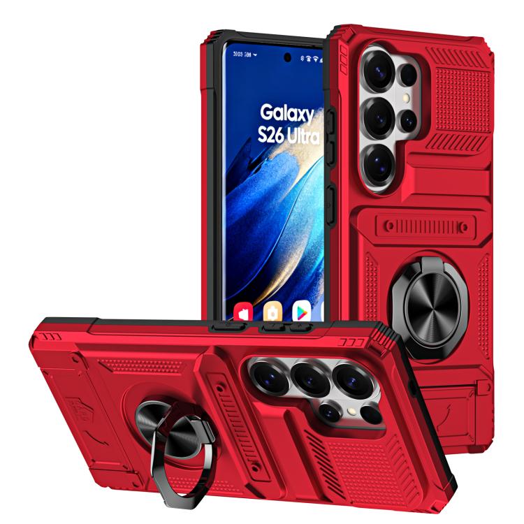 Custodia antiurto per telefono con supporto ad anello in metallo in TPU ibrido per PC, For Samsung Galaxy S26+ 5G, For Samsung Galaxy S26 Ultra 5G, For Samsung Galaxy S26 5G, For Samsung Galaxy S25 Ultra 5G