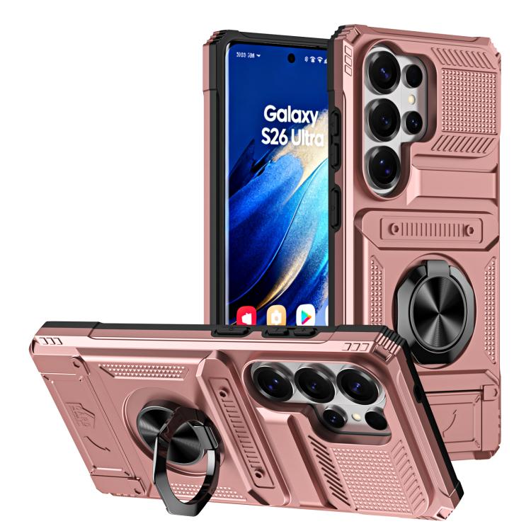 Custodia antiurto per telefono con supporto ad anello in metallo in TPU ibrido per PC, For Samsung Galaxy S26+ 5G, For Samsung Galaxy S26 Ultra 5G, For Samsung Galaxy S26 5G, For Samsung Galaxy S25 Ultra 5G