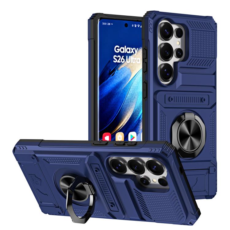 Custodia antiurto per telefono con supporto ad anello in metallo in TPU ibrido per PC, For Samsung Galaxy S26+ 5G, For Samsung Galaxy S26 Ultra 5G, For Samsung Galaxy S26 5G, For Samsung Galaxy S25 Ultra 5G
