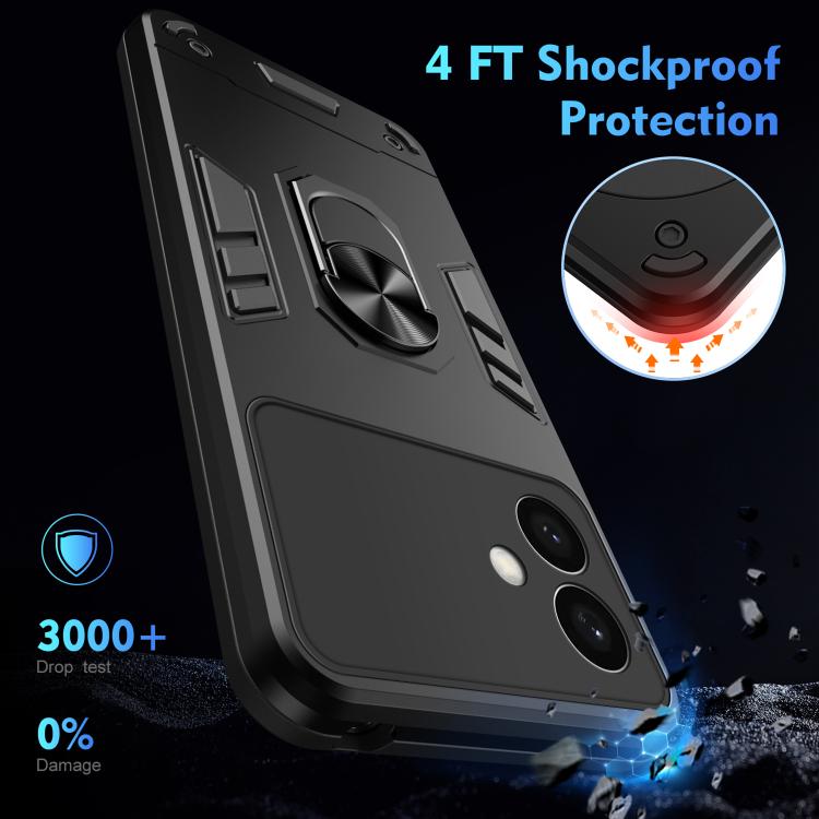 Custodia per telefono con supporto ad anello in metallo antiurto, For Samsung Galaxy S26+ 5G, For Samsung Galaxy S26 Ultra 5G, For Samsung Galaxy S26 5G, For Samsung Galaxy S24 FE 5G