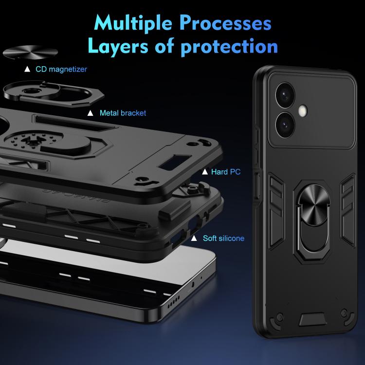 Custodia per telefono con supporto ad anello in metallo antiurto, For Samsung Galaxy S26+ 5G, For Samsung Galaxy S26 Ultra 5G, For Samsung Galaxy S26 5G, For Samsung Galaxy S24 FE 5G