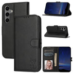 Custodia per telefono in pelle con motivo a gatto felice in rilievo, For Galaxy S26 FE 5G, For Samsung Galaxy S25 Edge 5G, For Samsung Galaxy S25 5G, For Samsung Galaxy S25+ 5G
