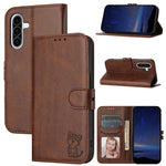 Custodia per telefono in pelle con motivo a gatto felice in rilievo, For Galaxy A27 5G, For Samsung Galaxy A26 5G / A17 5G, For Samsung Galaxy A56 5G, For Samsung Galaxy A36 5G