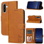 Custodia per telefono in pelle con motivo a gatto felice in rilievo, For Galaxy A27 5G, For Samsung Galaxy A26 5G / A17 5G, For Samsung Galaxy A56 5G, For Samsung Galaxy A36 5G