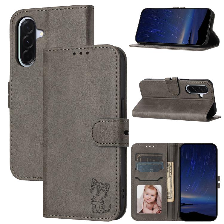 Custodia per telefono in pelle con motivo a gatto felice in rilievo, For Galaxy A27 5G, For Samsung Galaxy A26 5G / A17 5G, For Samsung Galaxy A56 5G, For Samsung Galaxy A36 5G