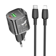 hoco BN17 PD20W Caricabatterie USB, Type-C con set di cavi da 1 m Type-C a 8 pin, EU Plug