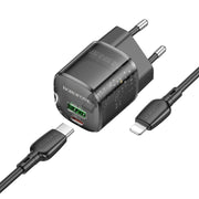 hoco BN17 PD20W Caricabatterie USB, Type-C con set di cavi da 1 m Type-C a 8 pin, EU Plug
