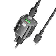 hoco BN17 PD20W Caricabatterie USB, Type-C con set di cavi da 1 m Type-C a 8 pin, EU Plug