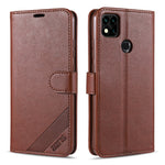 Custodia in pelle a conchiglia orizzontale con struttura in pelle di pecora AZNS con supporto, slot per carte e portafoglio, For Xiaomi Redmi 9C