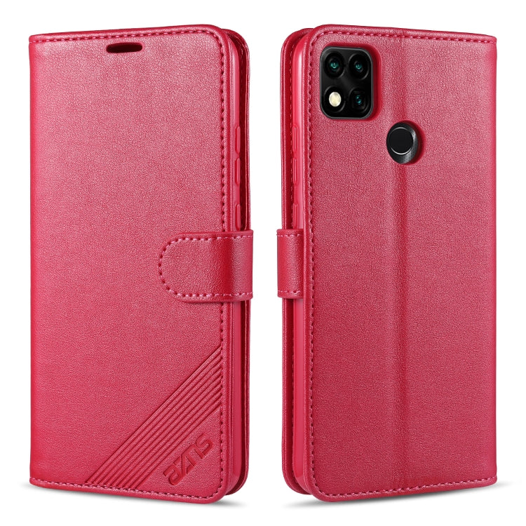 Custodia in pelle a conchiglia orizzontale con struttura in pelle di pecora AZNS con supporto, slot per carte e portafoglio, For Xiaomi Redmi 9C