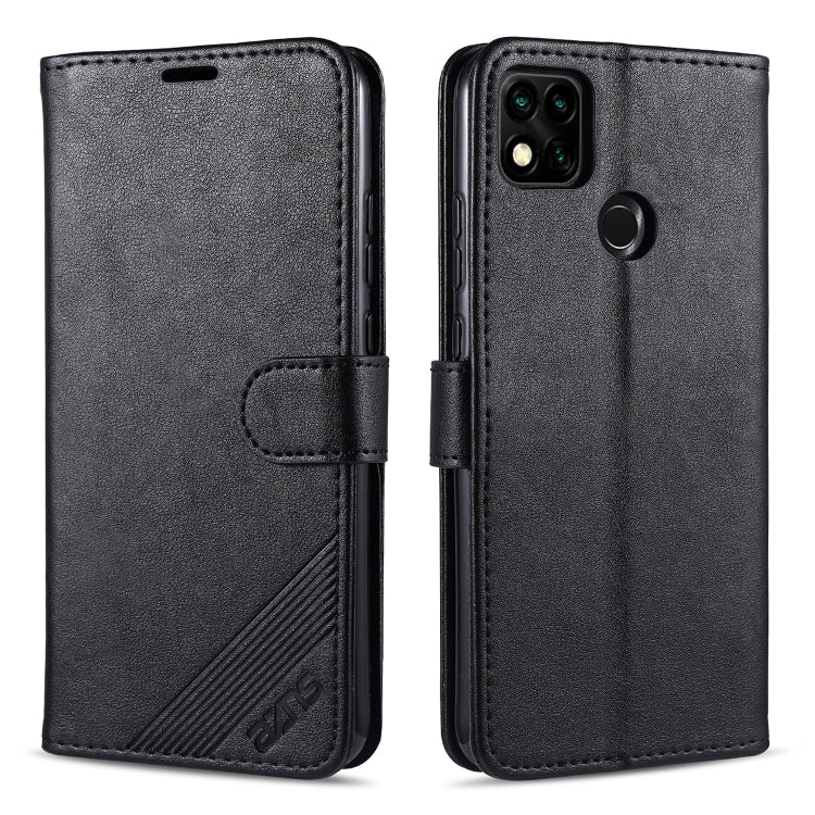 Custodia in pelle a conchiglia orizzontale con struttura in pelle di pecora AZNS con supporto, slot per carte e portafoglio, For Xiaomi Redmi 9C