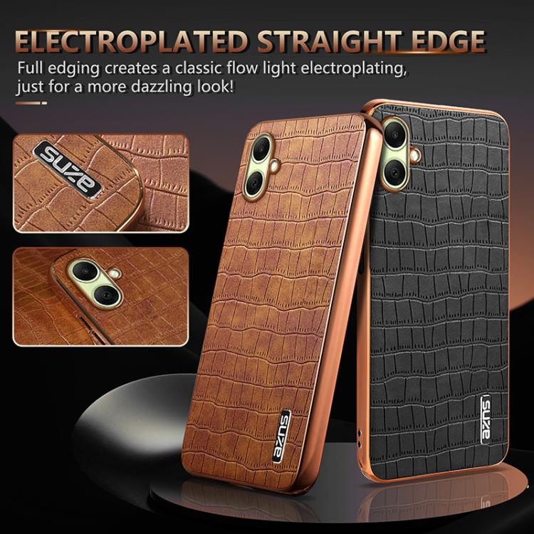 Custodia per telefono con copertura totale AZNS con struttura elettrolitica e texture coccodrillo, For Galaxy A07 / A08 5G / 4G, For Galaxy A17 4G / 5G / A18 5G / 4G, For Samsung Galaxy A57 5G, For Samsung Galaxy A37 5G