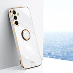 Custodia antiurto in TPU con bordo dorato placcato 6D dritto XINLI con supporto ad anello, For Samsung Galaxy A16 5G, For Samsung Galaxy A06 4G, For Samsung Galaxy A35 5G