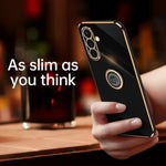 Custodia antiurto in TPU con bordo dorato placcato 6D dritto XINLI con supporto ad anello, For Samsung Galaxy A56 5G, For Samsung Galaxy A26 5G, For Samsung Galaxy A36 5G