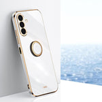 Custodia antiurto in TPU con bordo dorato placcato 6D dritto XINLI con supporto ad anello, For Samsung Galaxy A56 5G, For Samsung Galaxy A26 5G, For Samsung Galaxy A36 5G