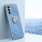Custodia antiurto in TPU con bordo dorato placcato 6D dritto XINLI con supporto ad anello, For Samsung Galaxy A56 5G, For Samsung Galaxy A26 5G, For Samsung Galaxy A36 5G