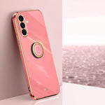 Custodia antiurto in TPU con bordo dorato placcato 6D dritto XINLI con supporto ad anello, For Samsung Galaxy A56 5G, For Samsung Galaxy A26 5G, For Samsung Galaxy A36 5G