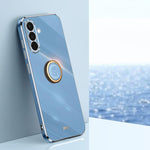 Custodia antiurto in TPU con bordo dorato placcato 6D dritto XINLI con supporto ad anello, For Samsung Galaxy A56 5G, For Samsung Galaxy A26 5G, For Samsung Galaxy A36 5G