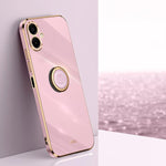 Custodia antiurto in TPU con bordo dorato placcato 6D dritto XINLI con supporto ad anello, For Galaxy A57 5G, For Galaxy A37 5G, For Galaxy A07 5G