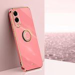 Custodia antiurto in TPU con bordo dorato placcato 6D dritto XINLI con supporto ad anello, For Samsung Galaxy S25 FE 5G, For Samsung Galaxy S25 Edge 5G, For Samsung Galaxy S25 5G