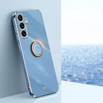 Custodia antiurto in TPU con bordo dorato placcato 6D dritto XINLI con supporto ad anello, For Samsung Galaxy S26+ 5G, For Samsung Galaxy S26 Ultra 5G, For Samsung Galaxy S26 5G