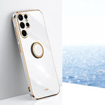 Custodia antiurto in TPU con bordo dorato placcato 6D dritto XINLI con supporto ad anello, For Samsung Galaxy S26+ 5G, For Samsung Galaxy S26 Ultra 5G, For Samsung Galaxy S26 5G