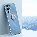 Custodia antiurto in TPU con bordo dorato placcato 6D dritto XINLI con supporto ad anello, For Samsung Galaxy S26+ 5G, For Samsung Galaxy S26 Ultra 5G, For Samsung Galaxy S26 5G
