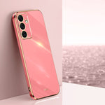 Custodia per telefono in TPU con bordo dorato placcato 6D dritto XINLI, For Samsung Galaxy S25+ 5G, For Samsung Galaxy S25 Ultra 5G, For Samsung Galaxy S24 FE 5G
